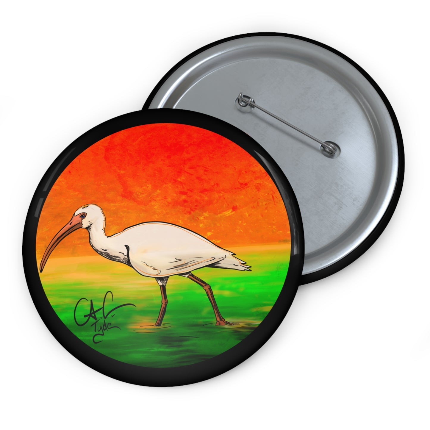 #999A Florida Chicken- Ibis Pin Button