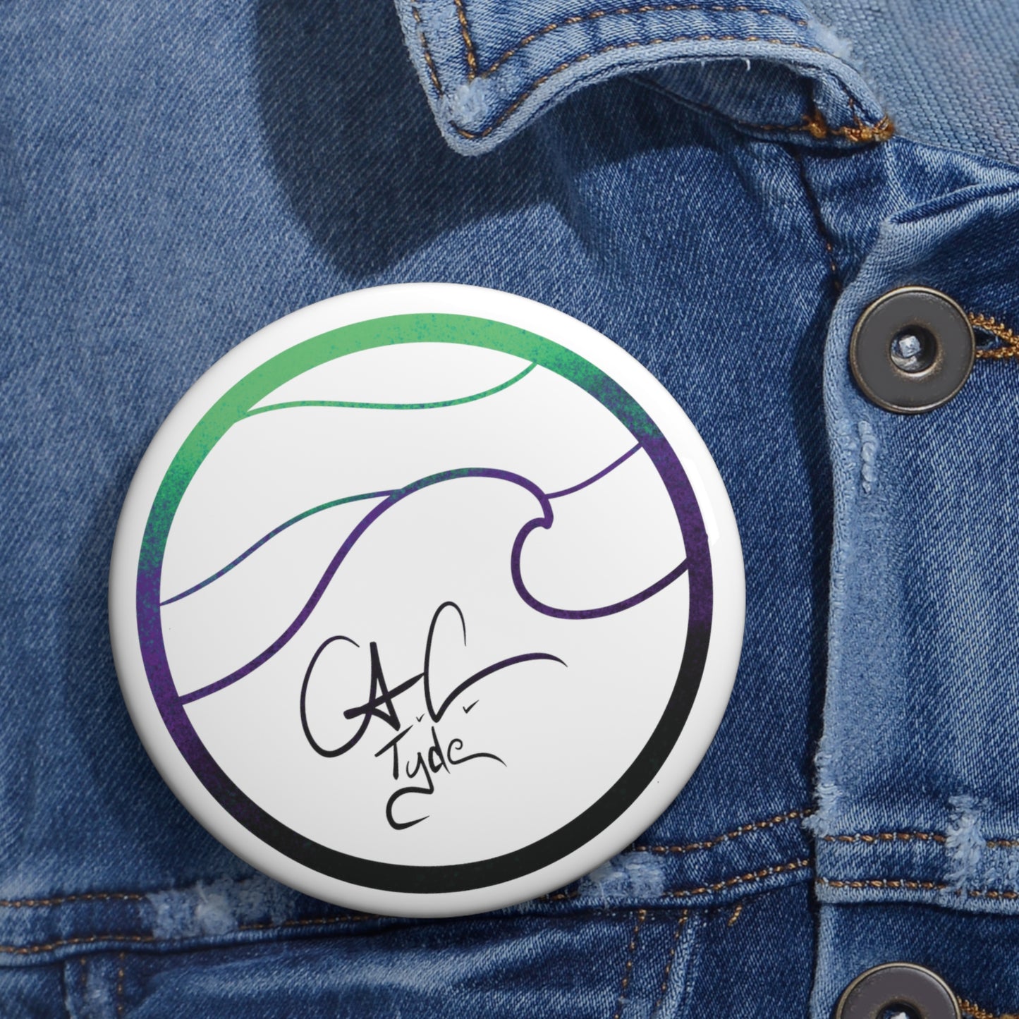 #999A A.C.Tyde Logo Deep Aura Pin Button