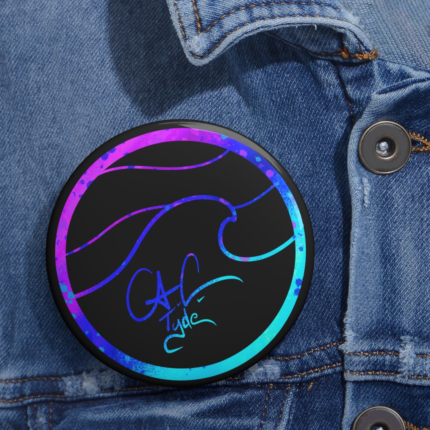 #999A A.C.Tyde Logo Cosmic Reef Pin Button
