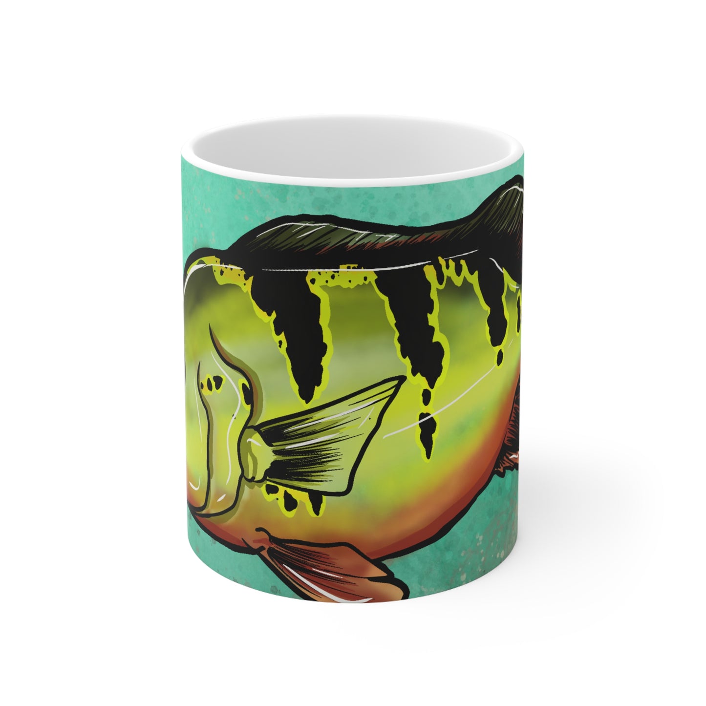 #5007 Freshwater Bullies- Peacock Bass Ceramic Mug 11oz