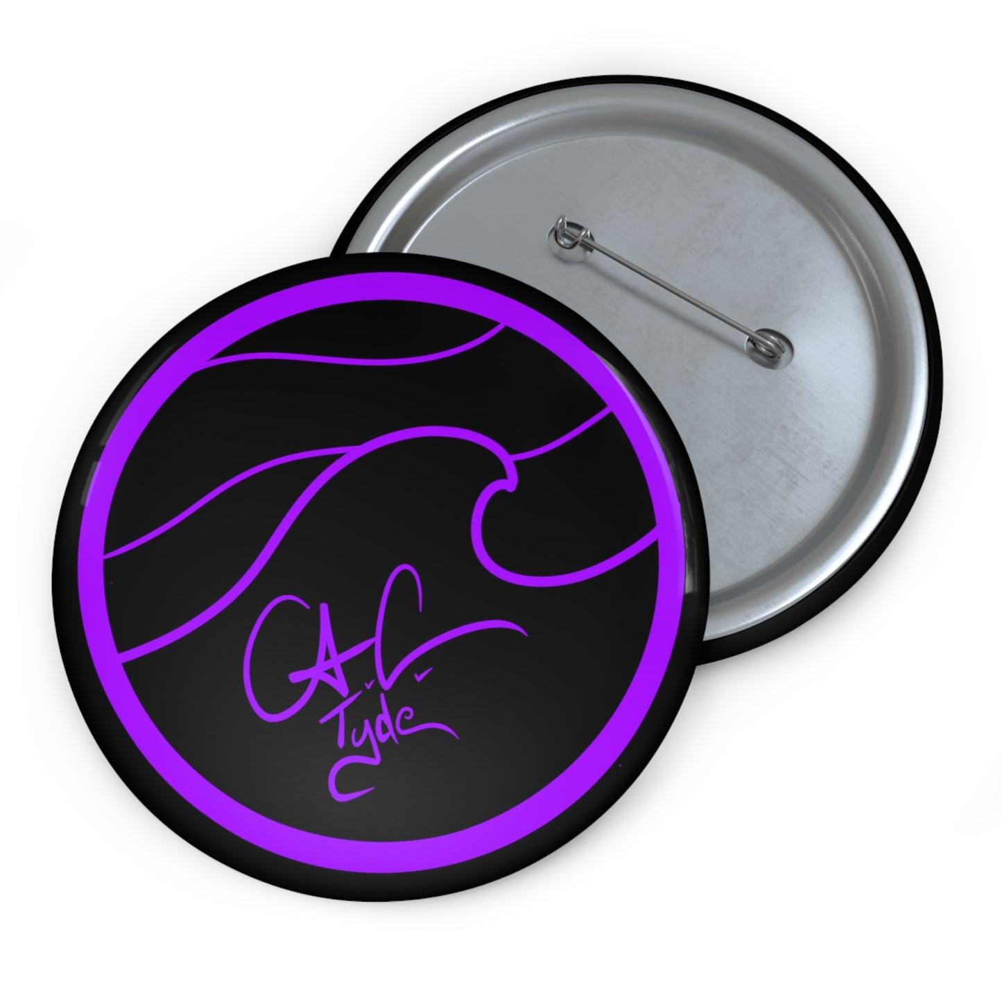 #999a A.C. Tyde Logo - Purple Pin Button