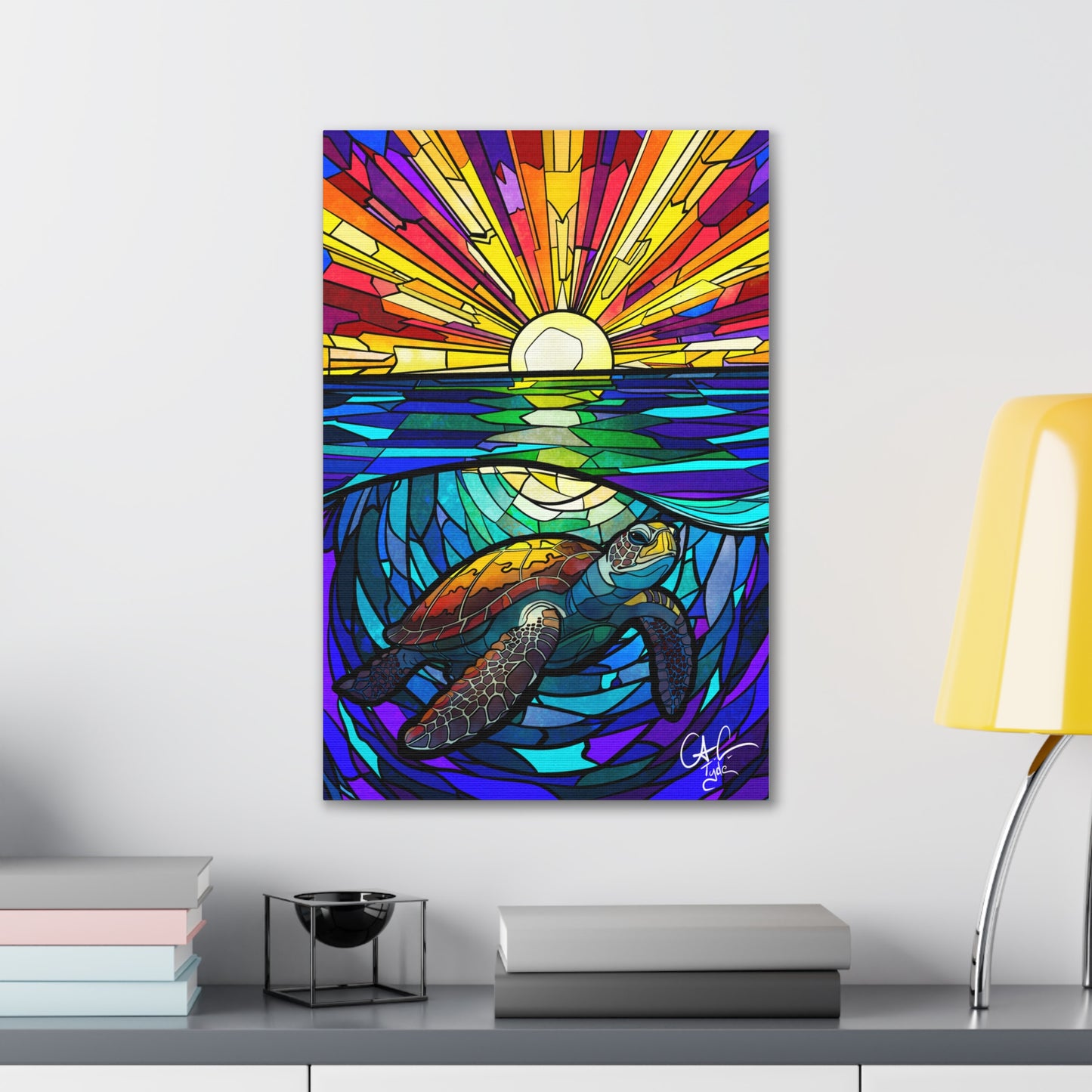 ## Honu Glass Ocean Canvas Stretched, 0.75"
