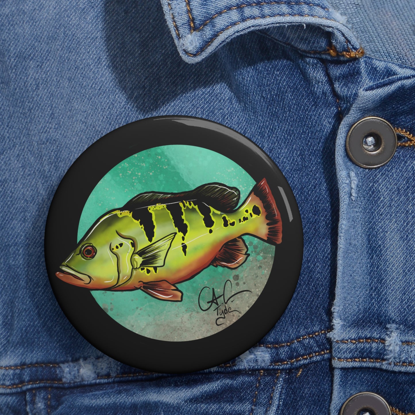 #999A Freshwater Bullies - Peacock Bass Pin Button