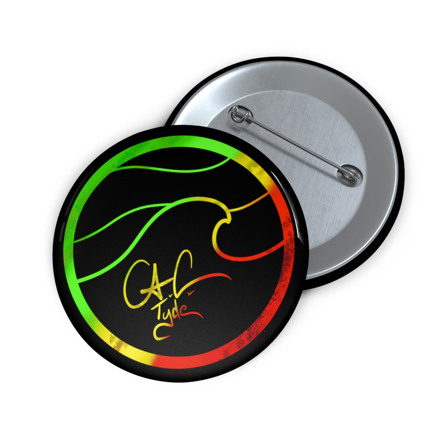 #999A A.C.Tyde Logo Rasta Pin Button