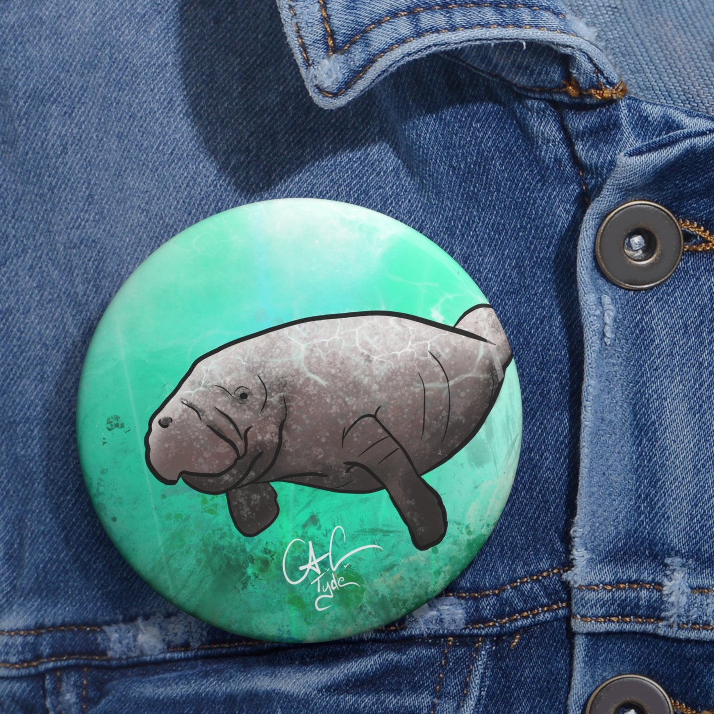 #999A Sea Cow - Manatee Pin Button