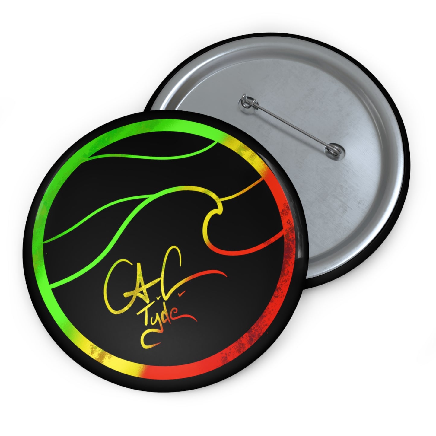 #999A A.C.Tyde Logo Rasta Pin Button