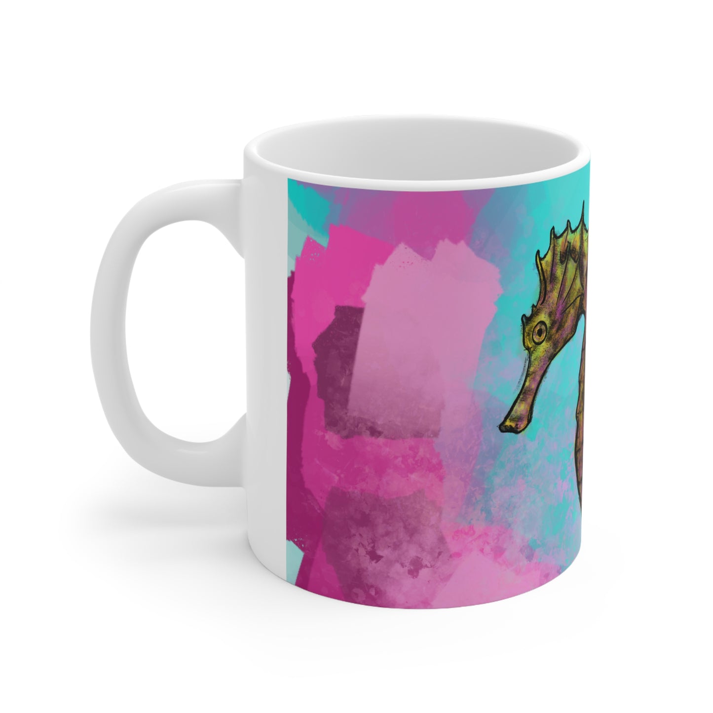 #5002 Sea Pony- Lined Seahorse Ceramic Mug 11oz