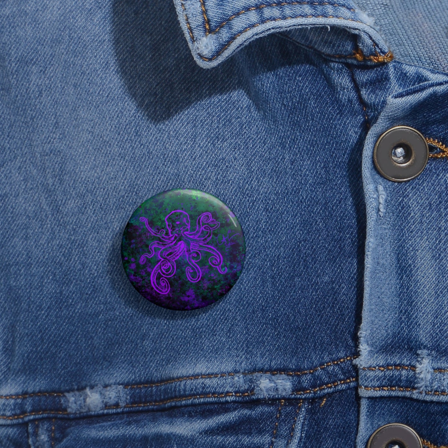 #999A- Beware the Deep- Kraken outline Custom Pin Button