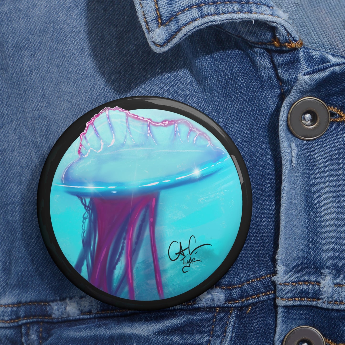 #999A Man-O-War- Portuguese man o war Pin Button