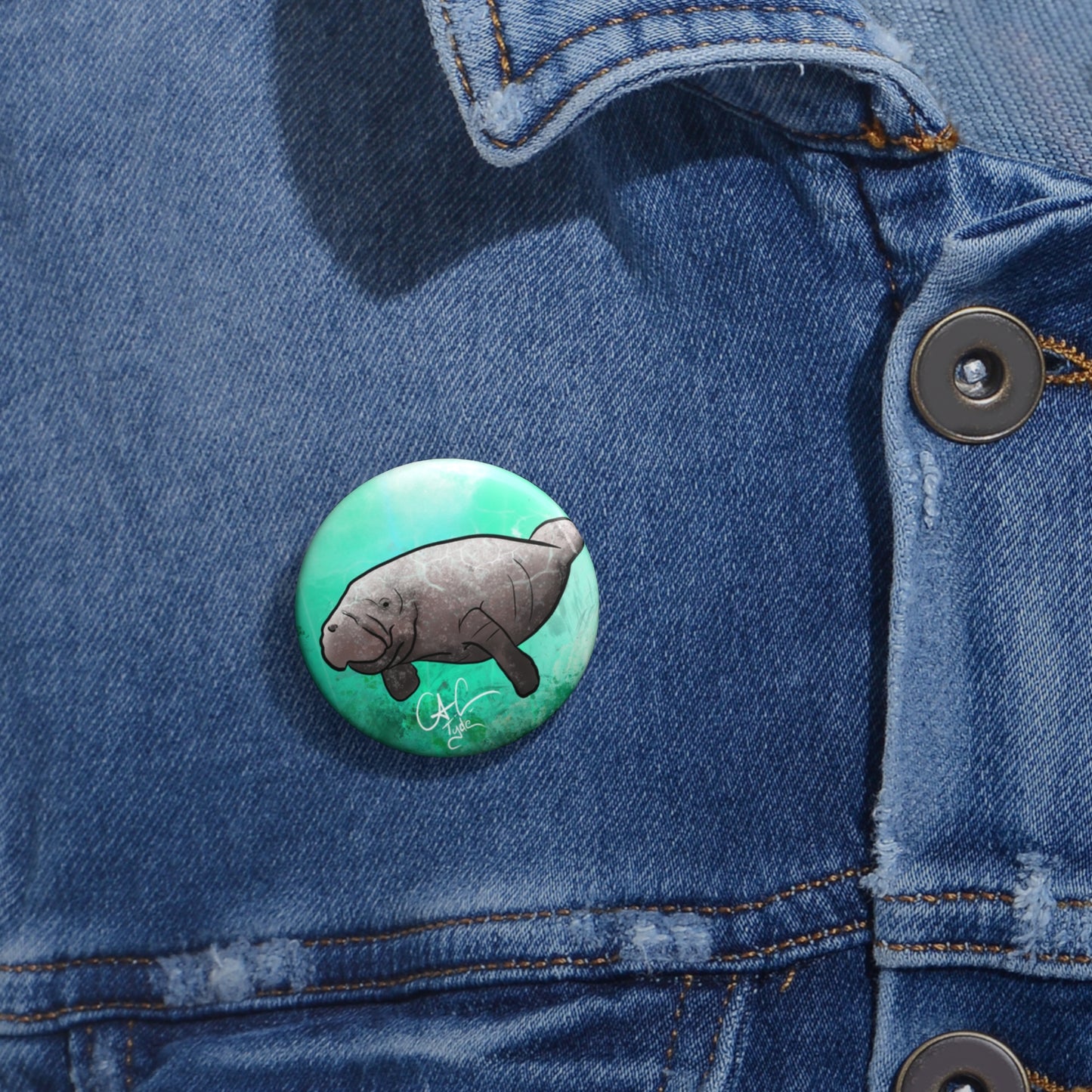 #999A Sea Cow - Manatee Pin Button