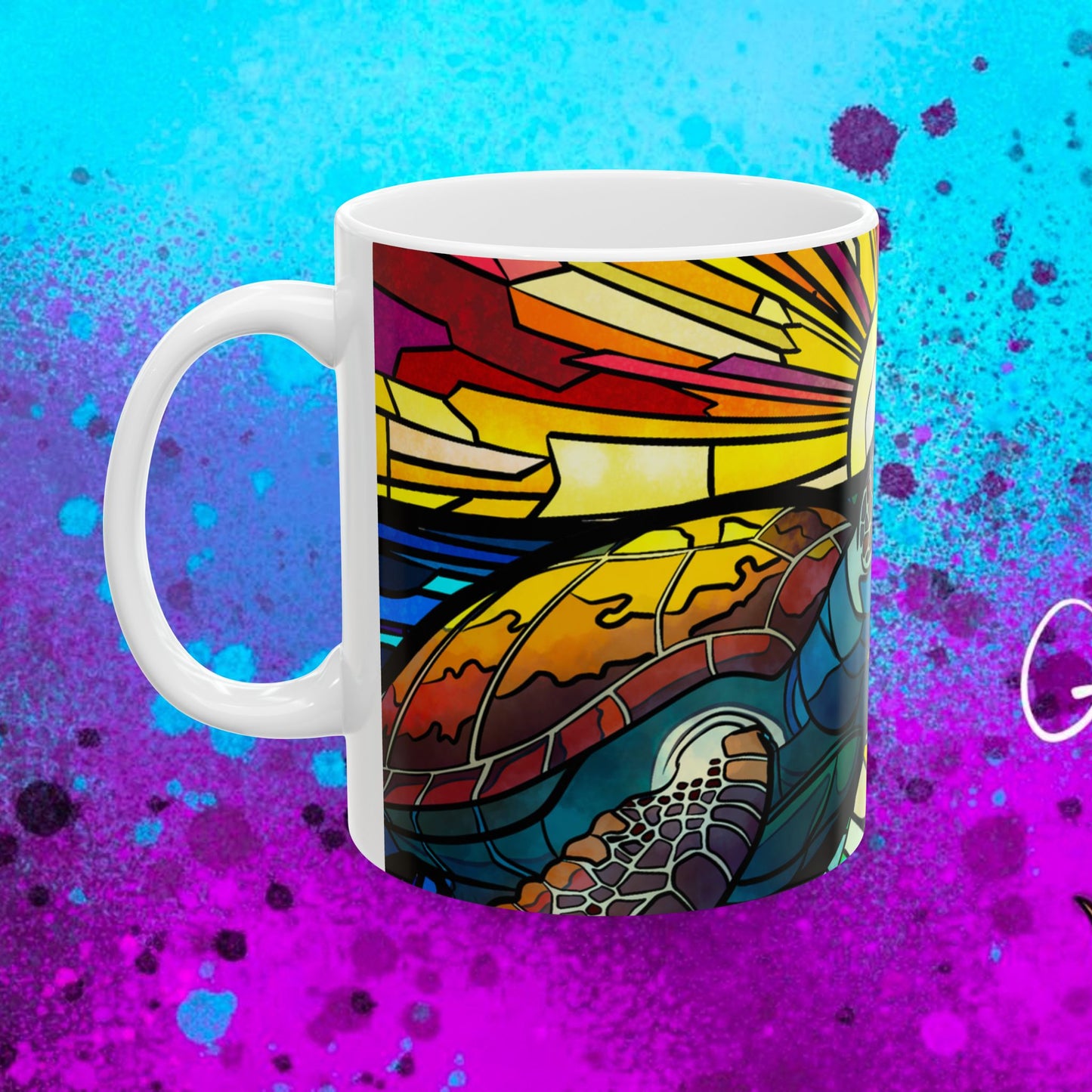 #5010 Honu Glass Ocean- Ceramic Mug, (11oz, 15oz)