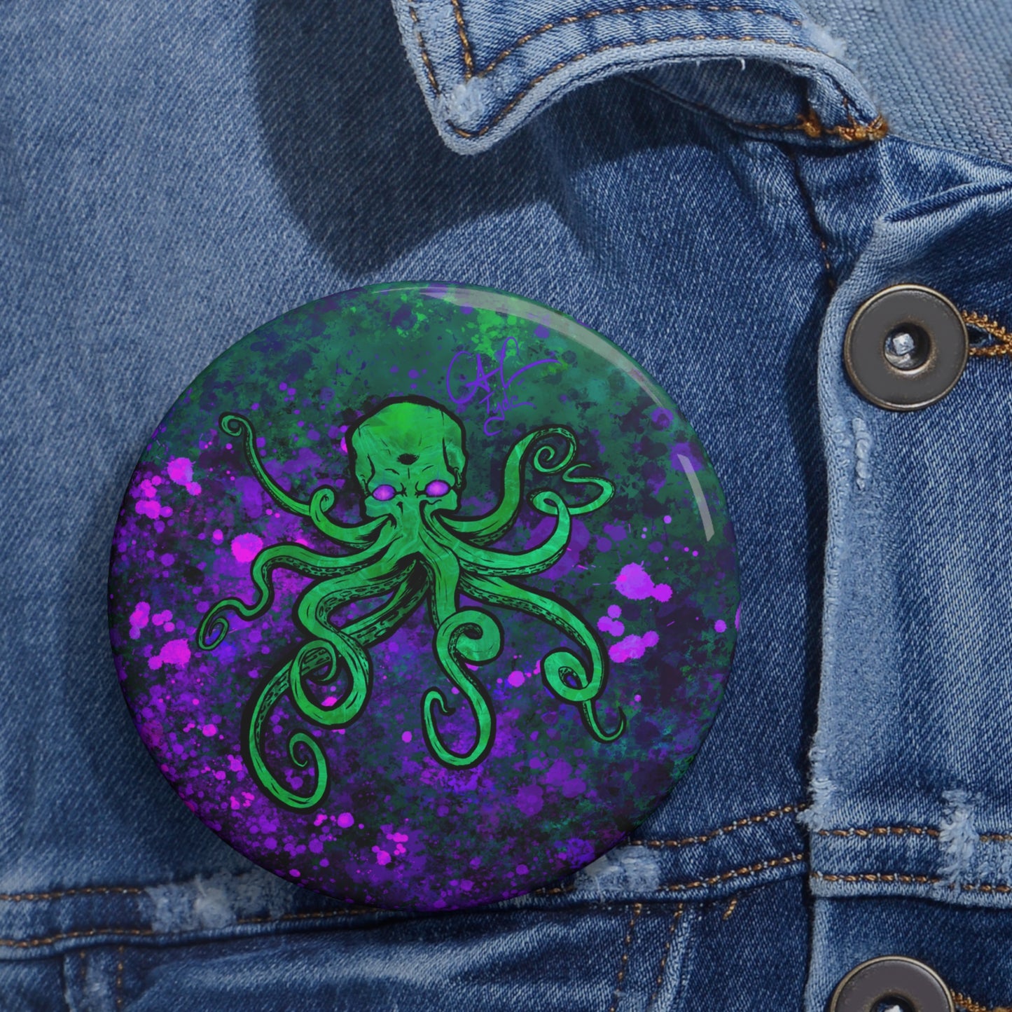 #999A- Beware the Deep- Kraken Pin Button