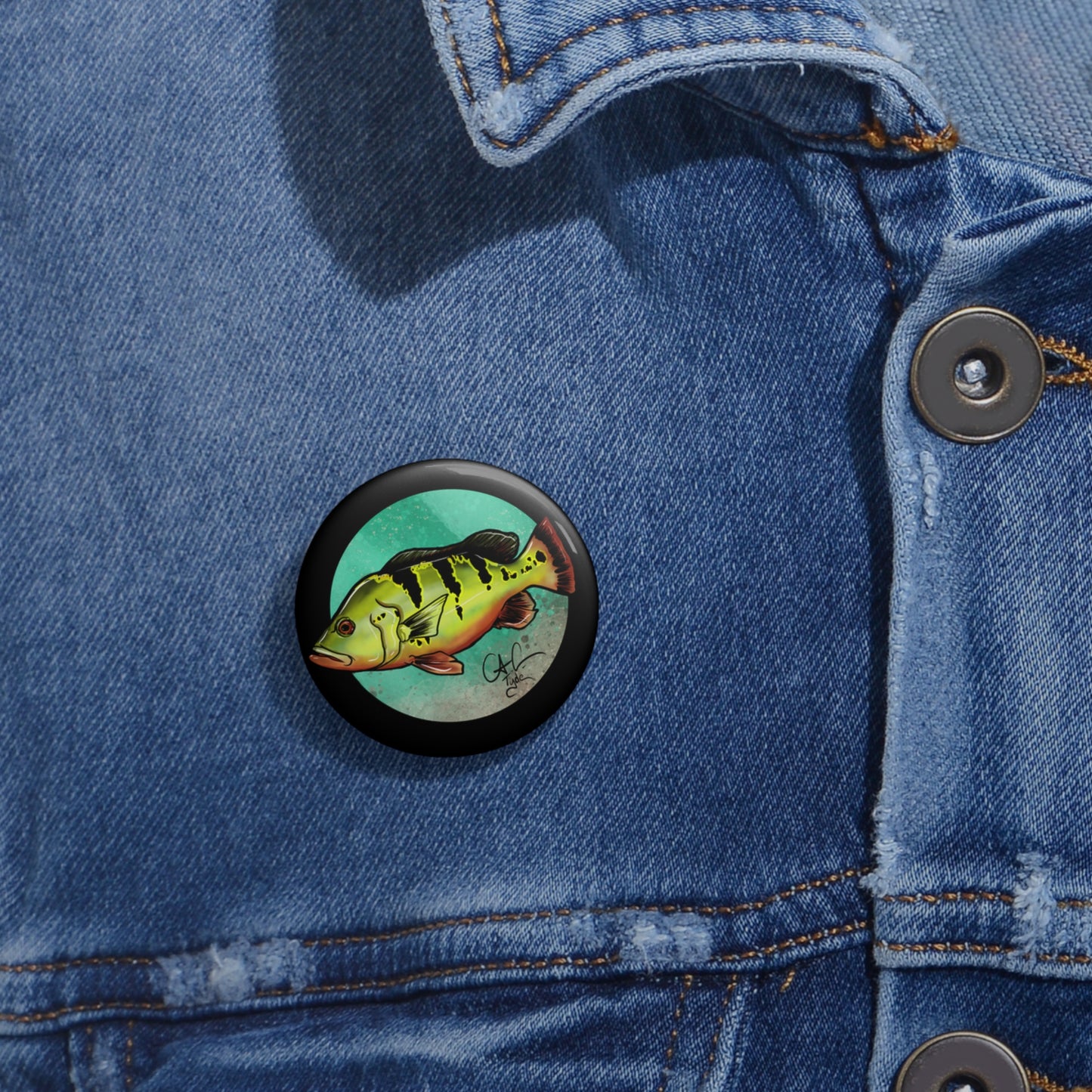 #999A Freshwater Bullies - Peacock Bass Pin Button