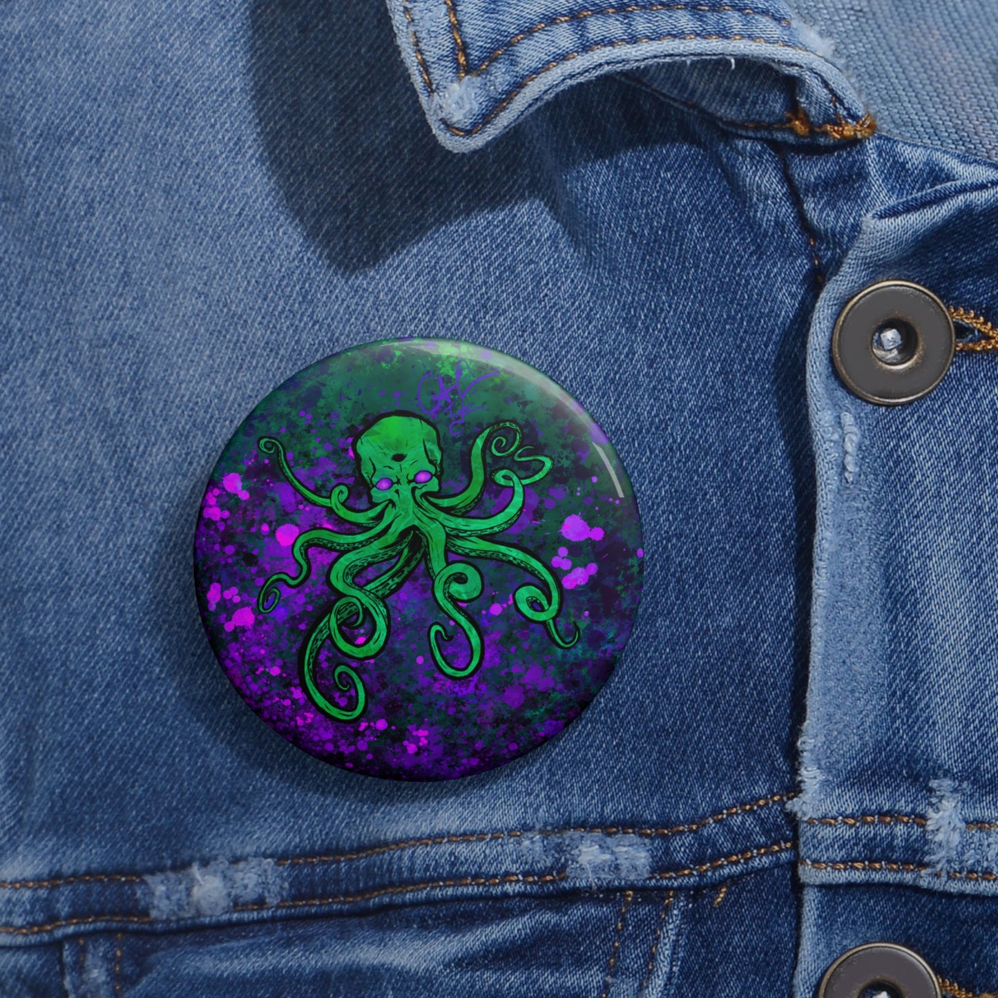 #999A- Beware the Deep- Kraken Pin Button
