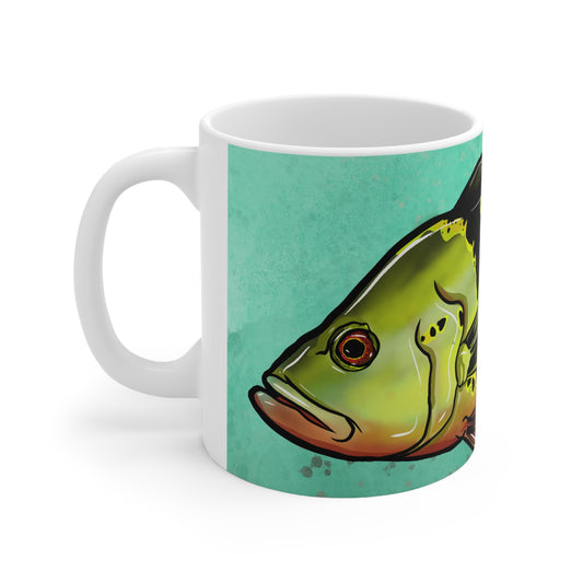 #5007 Freshwater Bullies- Peacock Bass Ceramic Mug 11oz