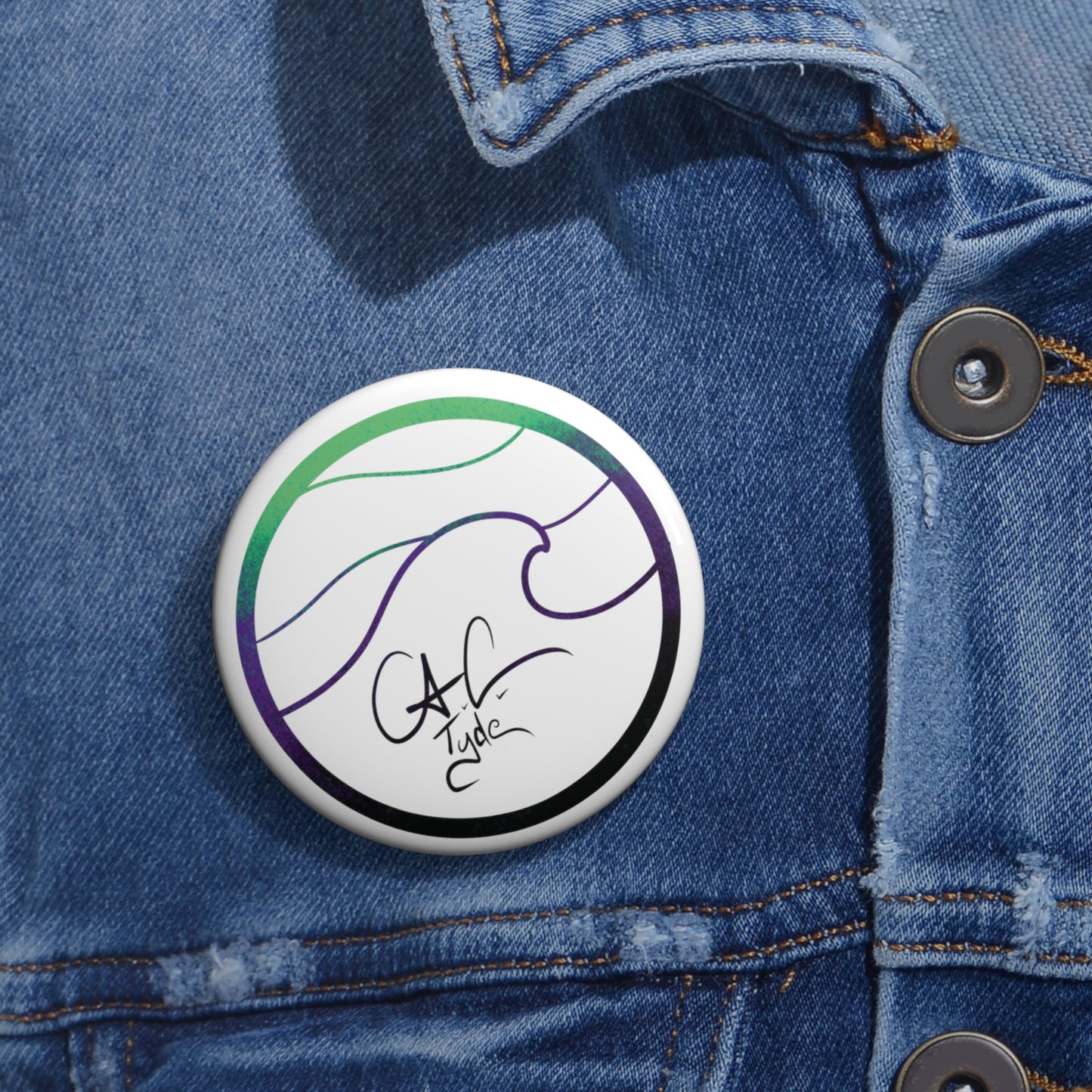 #999A A.C.Tyde Logo Deep Aura Pin Button
