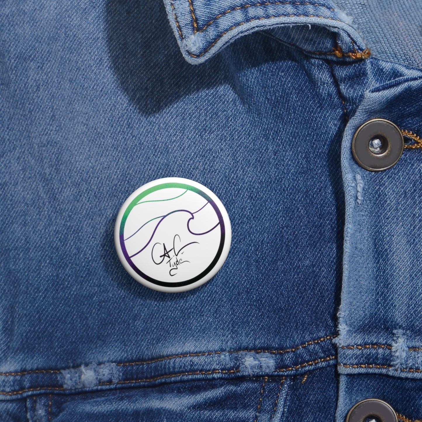 #999A A.C.Tyde Logo Deep Aura Pin Button