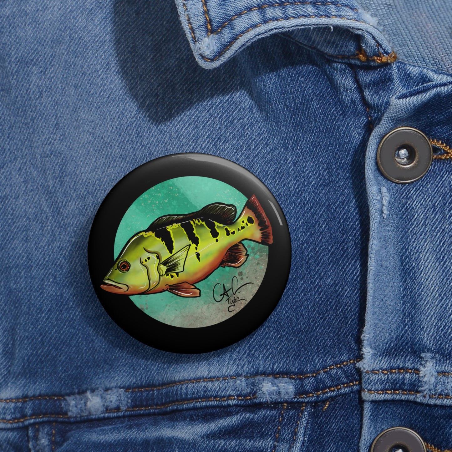 #999A Freshwater Bullies - Peacock Bass Pin Button