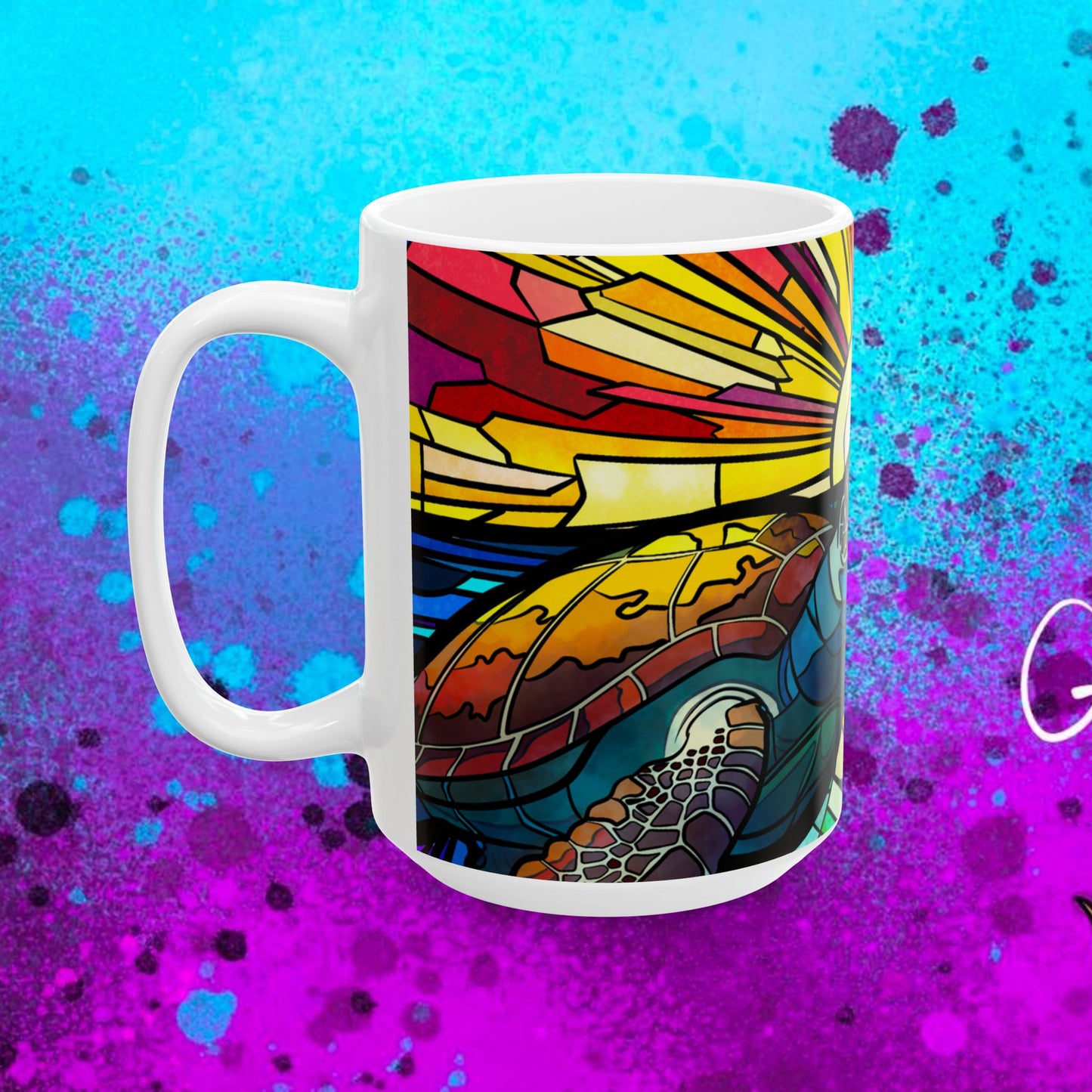 #5010 Honu Glass Ocean- Ceramic Mug, (11oz, 15oz)