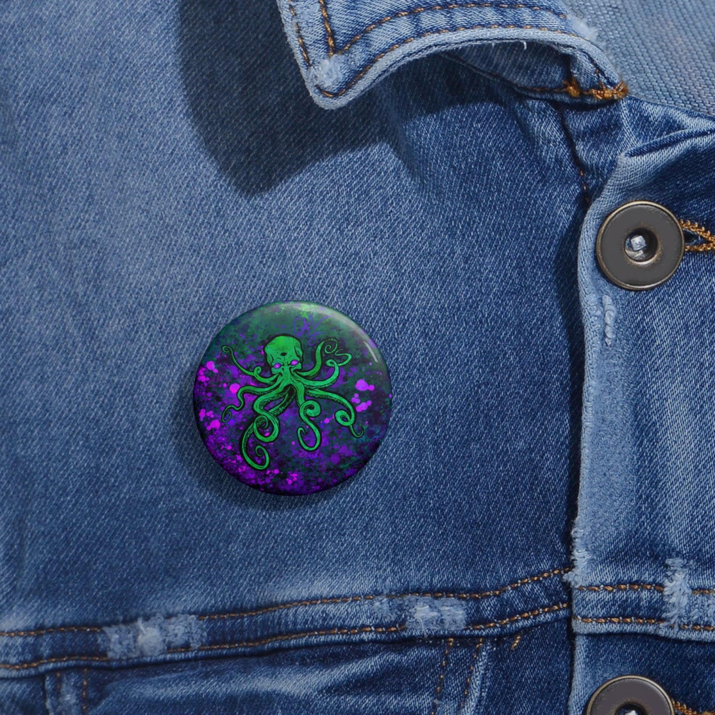#999A- Beware the Deep- Kraken Pin Button