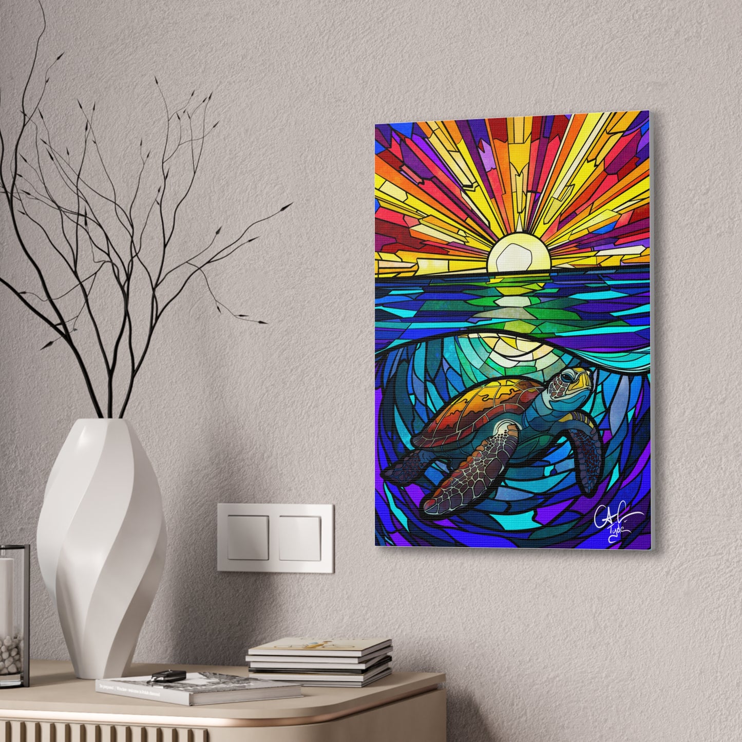 ## Honu Glass Ocean Canvas Stretched, 0.75"