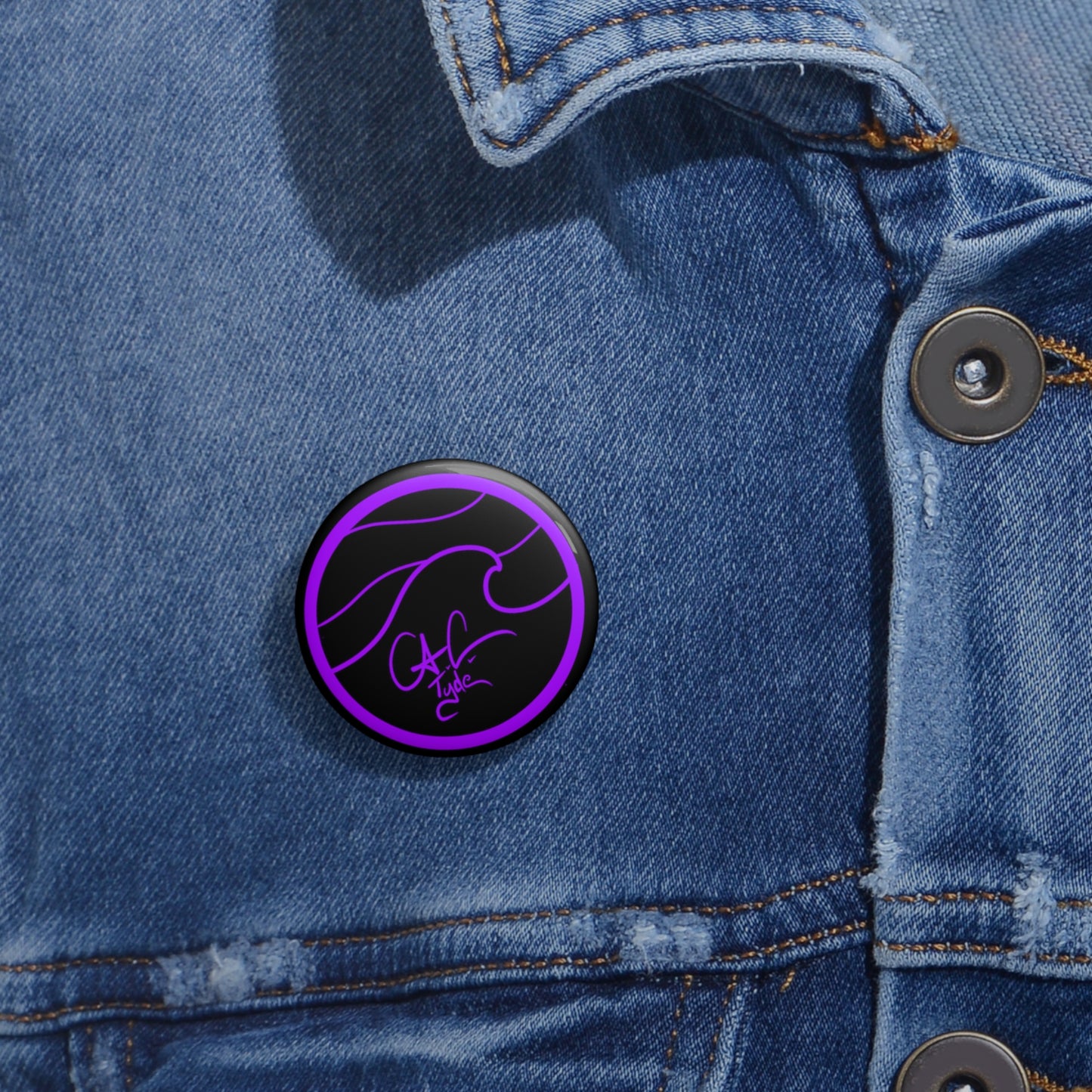#999a A.C. Tyde Logo - Purple Pin Button
