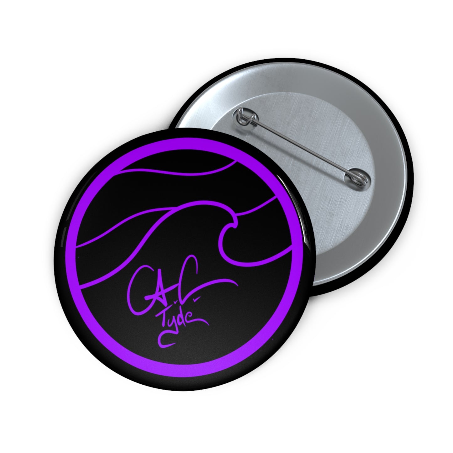 #999a A.C. Tyde Logo - Purple Pin Button