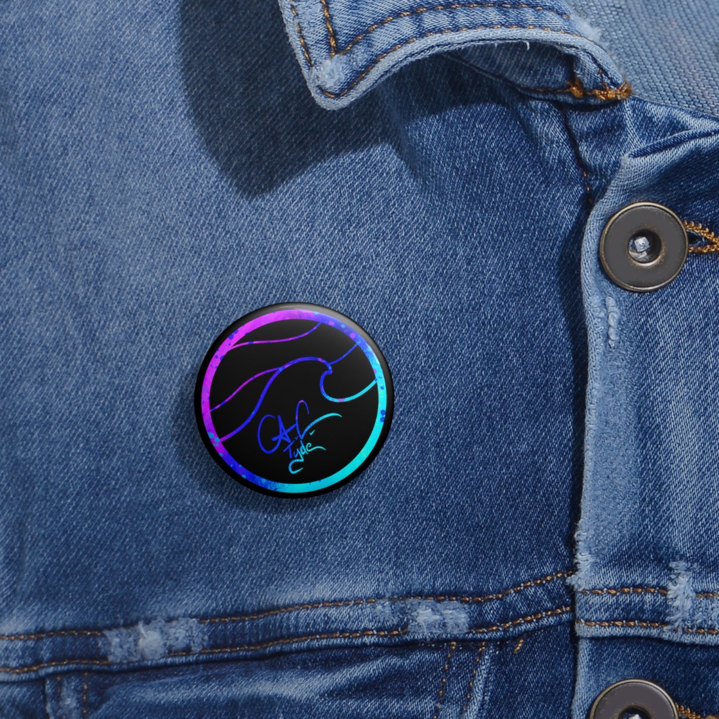 #999A A.C.Tyde Logo Cosmic Reef Pin Button