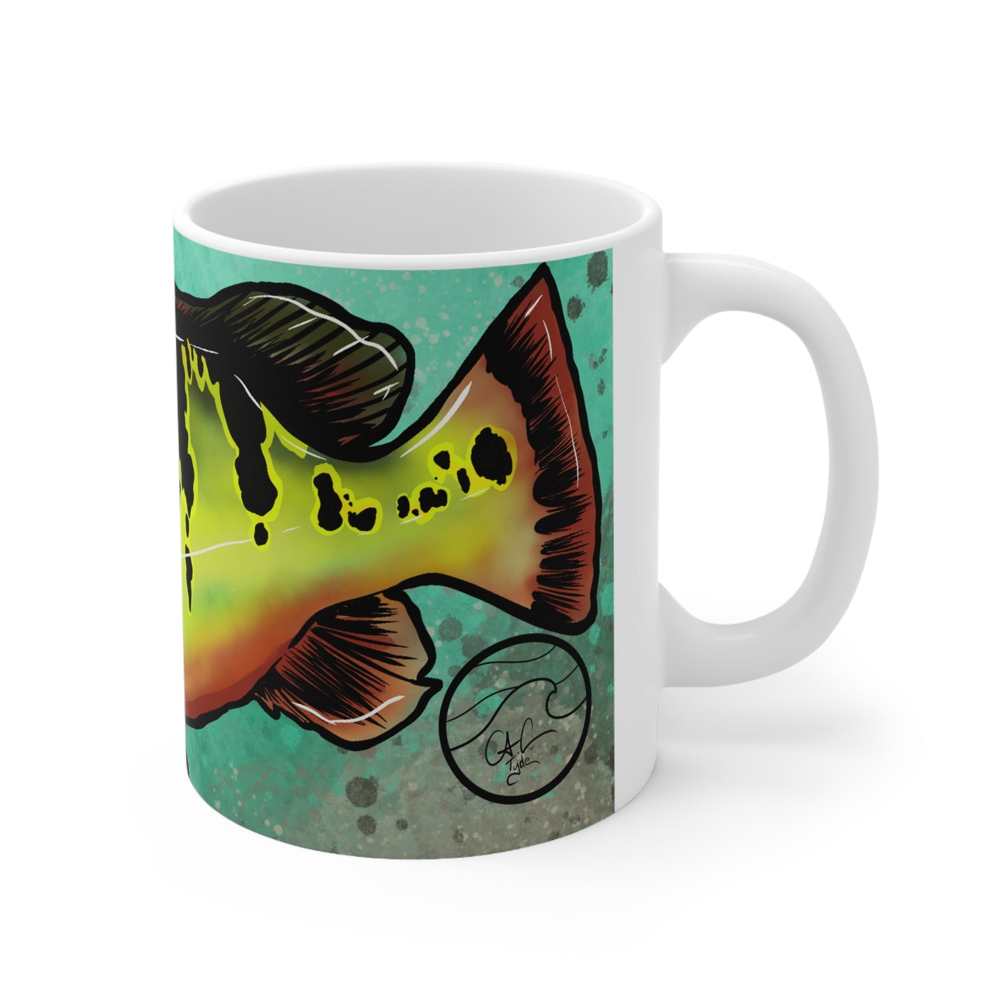 #5007 Freshwater Bullies- Peacock Bass Ceramic Mug 11oz