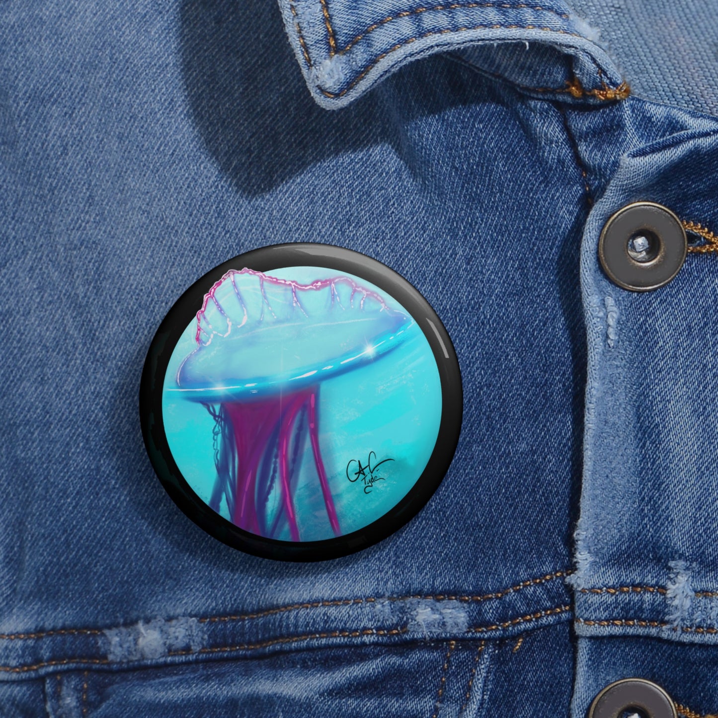#999A Man-O-War- Portuguese man o war Pin Button