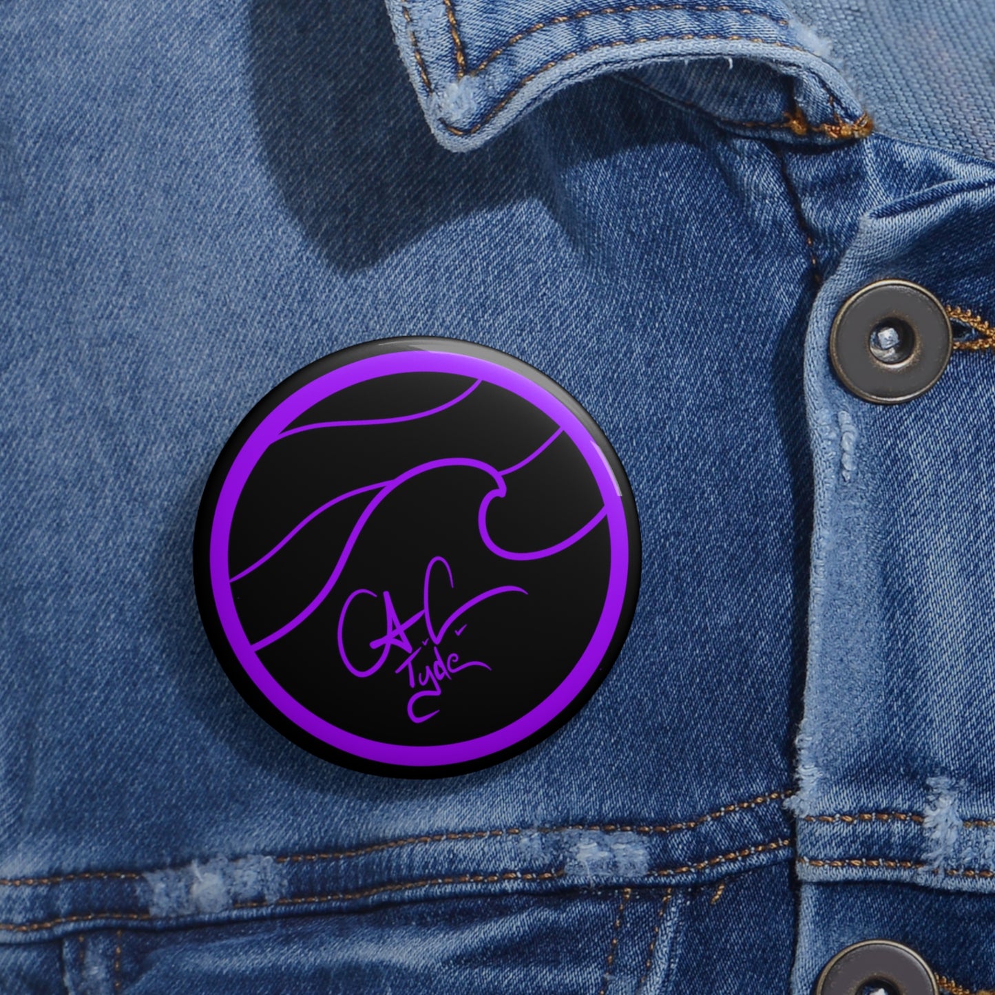 #999a A.C. Tyde Logo - Purple Pin Button