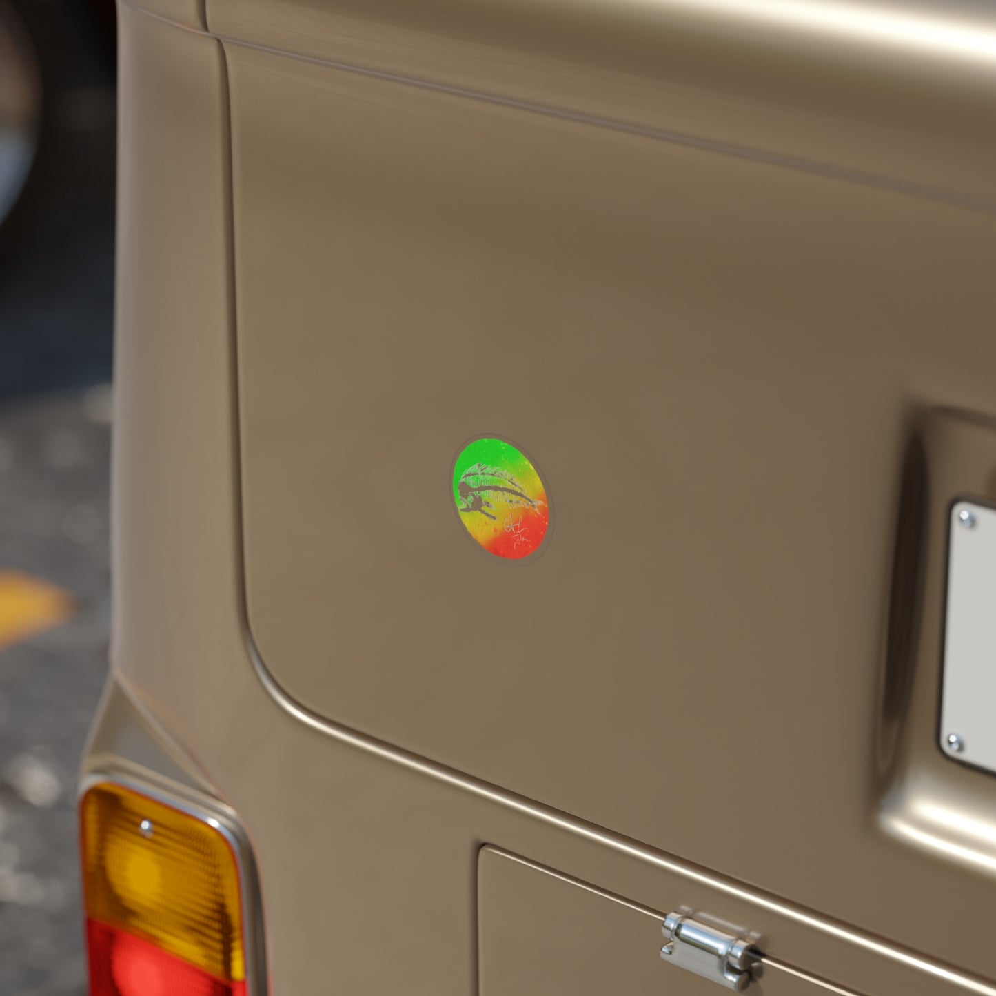 #602 Rasta Mahi Skeleton Transparent Outdoor Stickers, Round, 1pcs