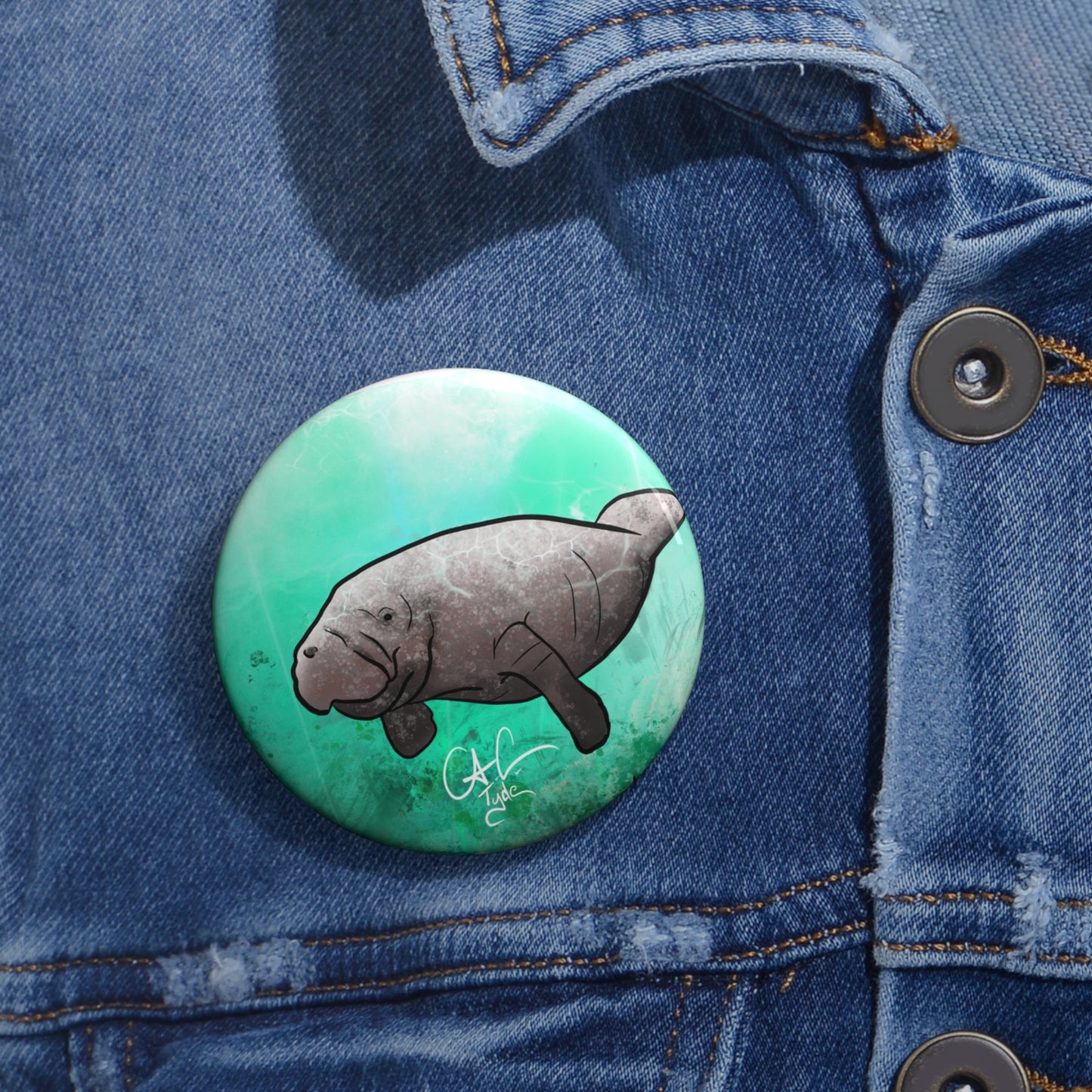 #999A Sea Cow - Manatee Pin Button