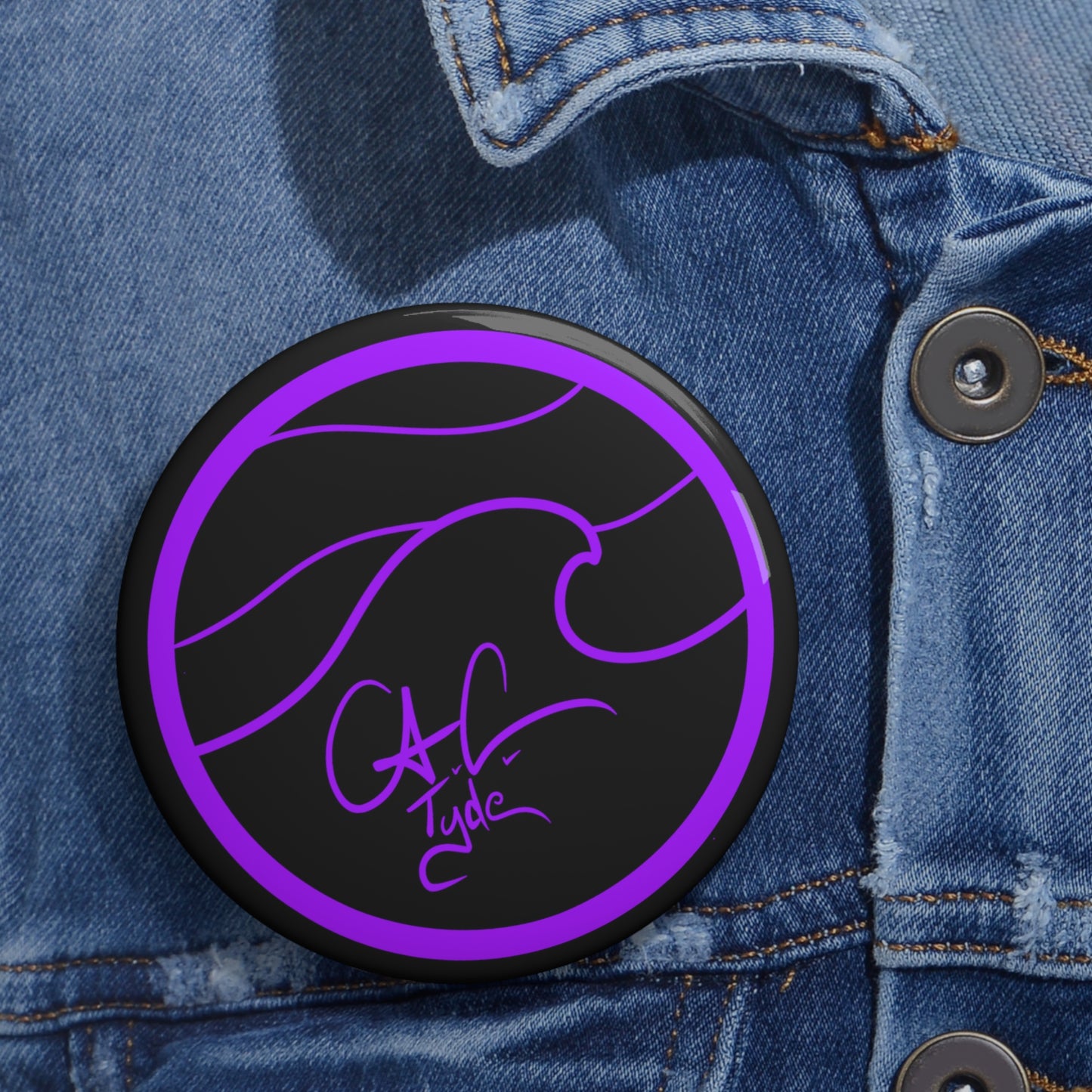 #999a A.C. Tyde Logo - Purple Pin Button