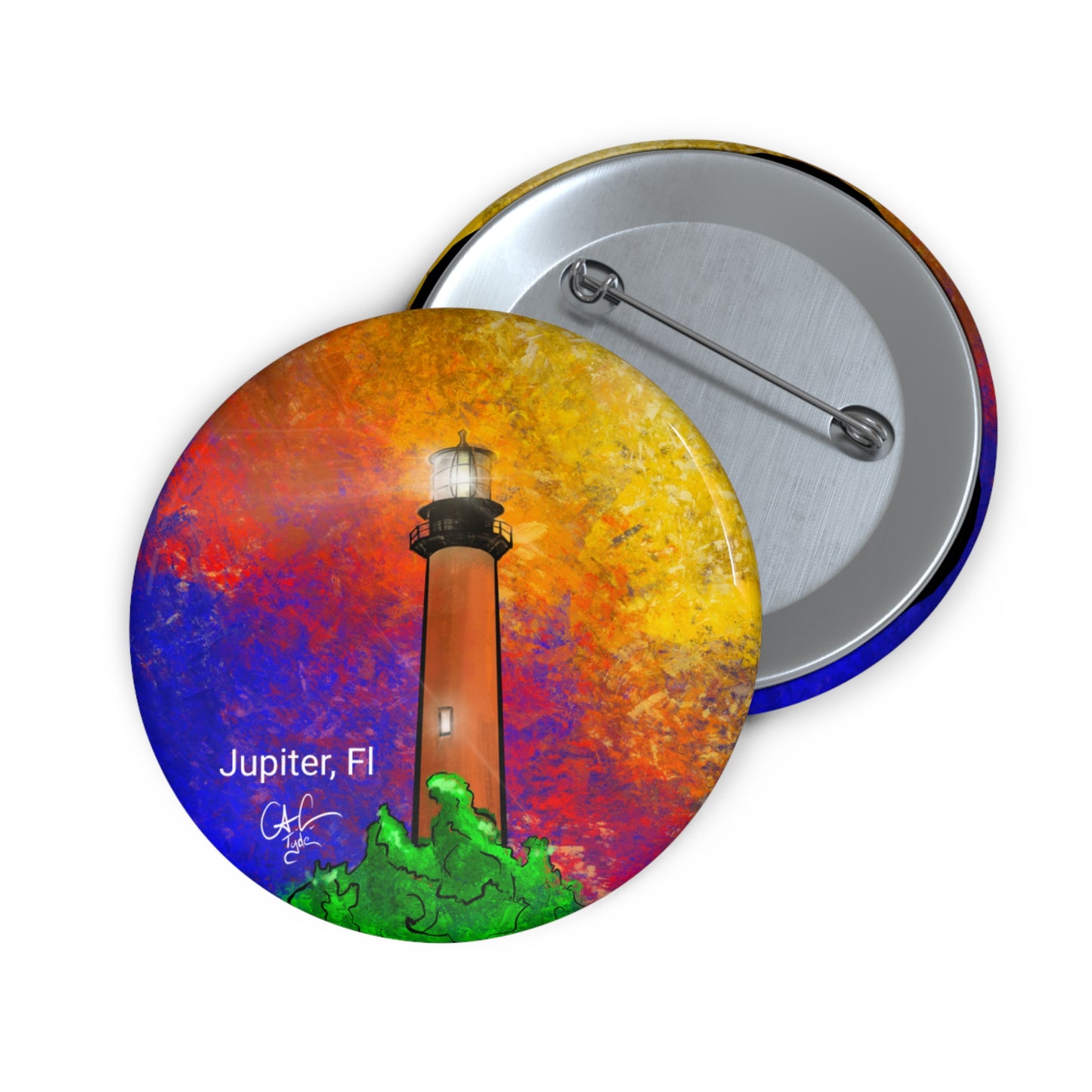 #999A Jupiter lighthouse Pin Button