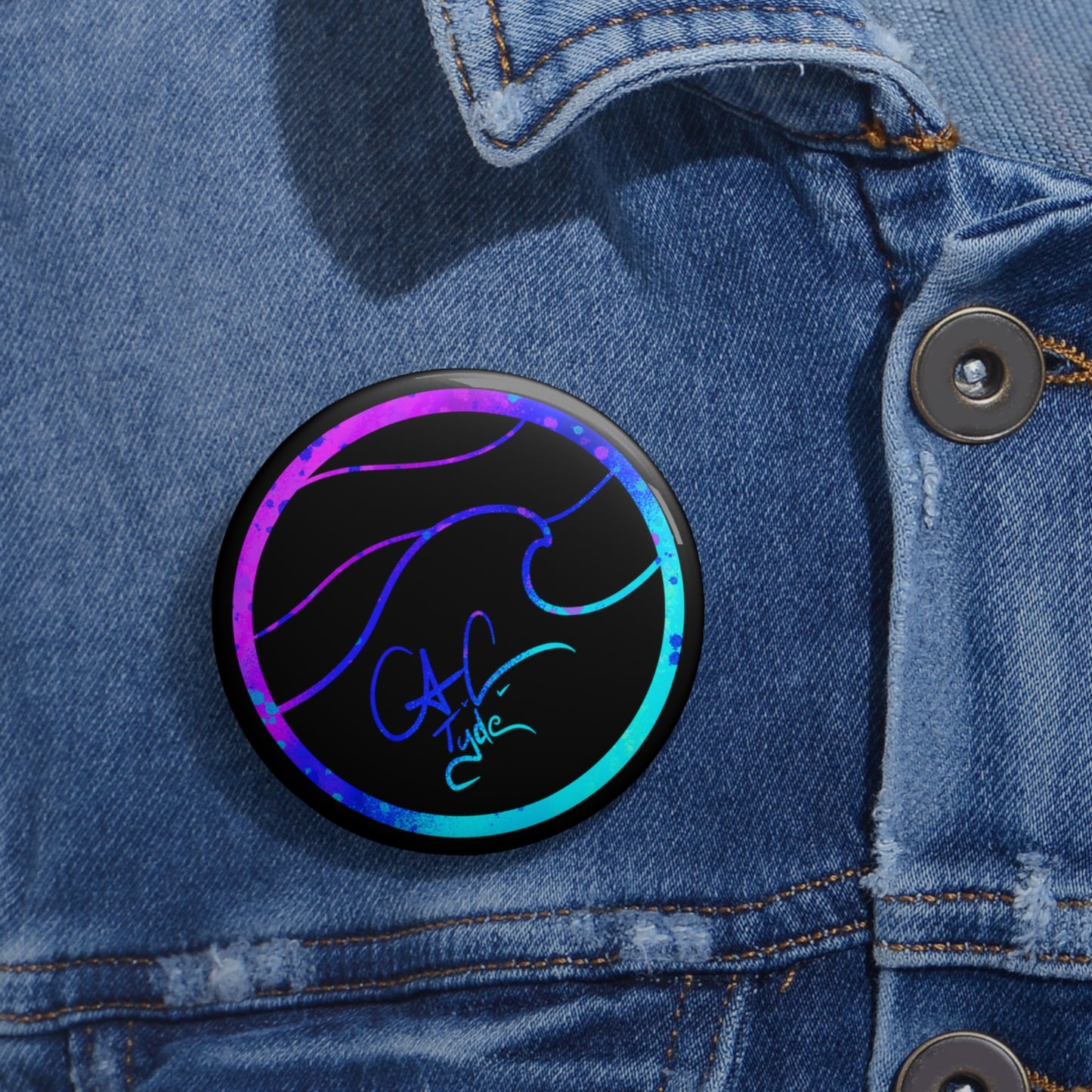 #999A A.C.Tyde Logo Cosmic Reef Pin Button