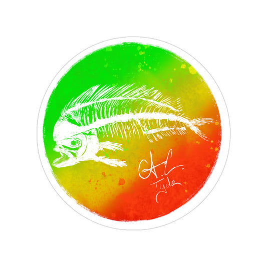 #602 Rasta Mahi Skeleton Transparent Outdoor Stickers, Round, 1pcs