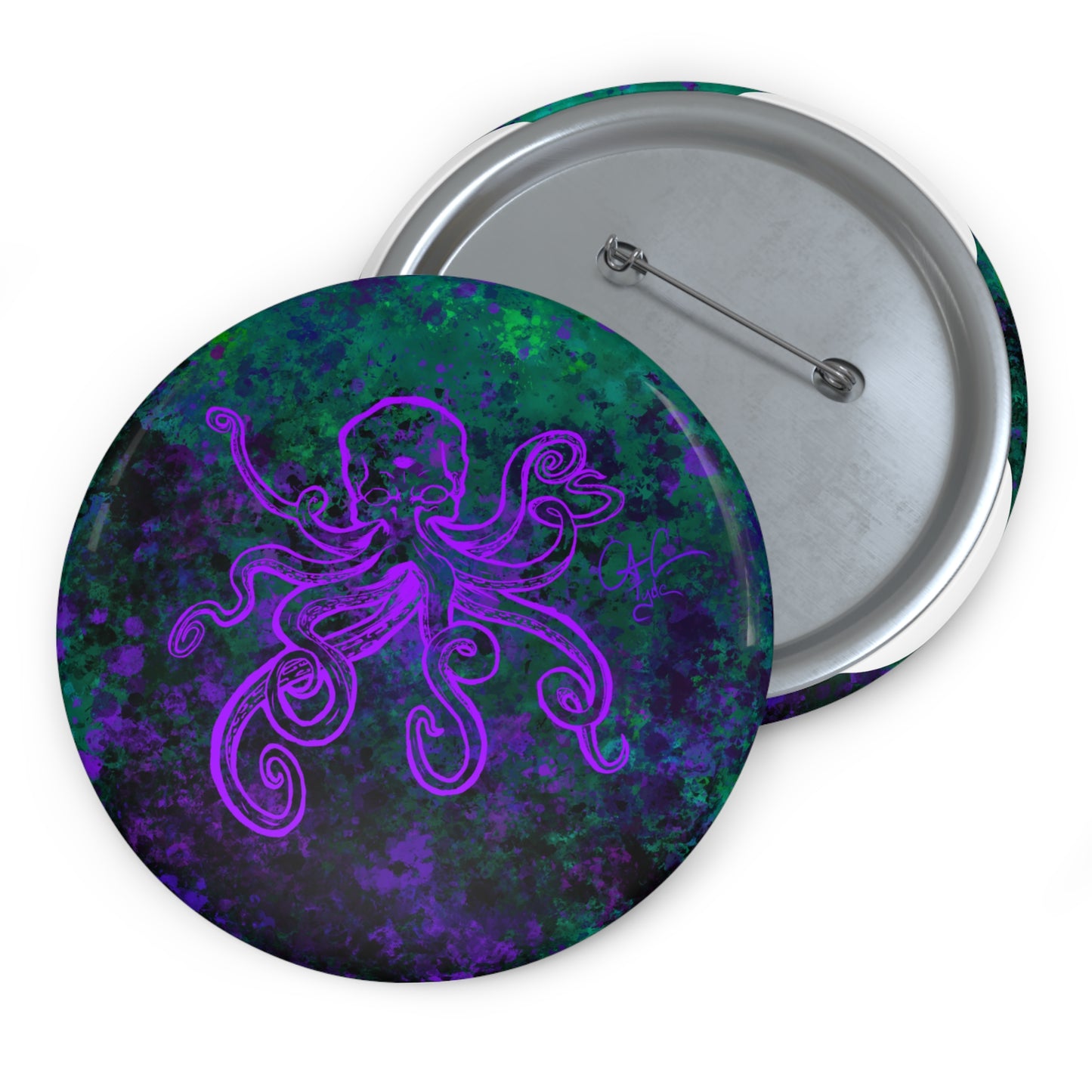 #999A- Beware the Deep- Kraken outline Custom Pin Button