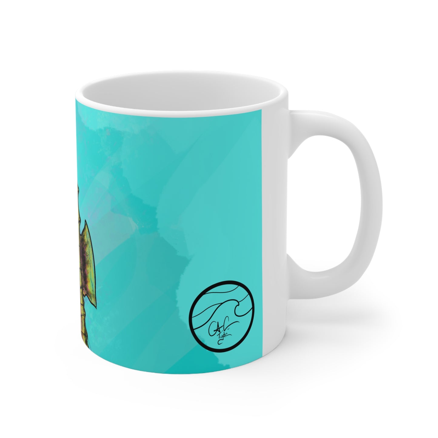 #5002 Sea Pony- Lined Seahorse Ceramic Mug 11oz
