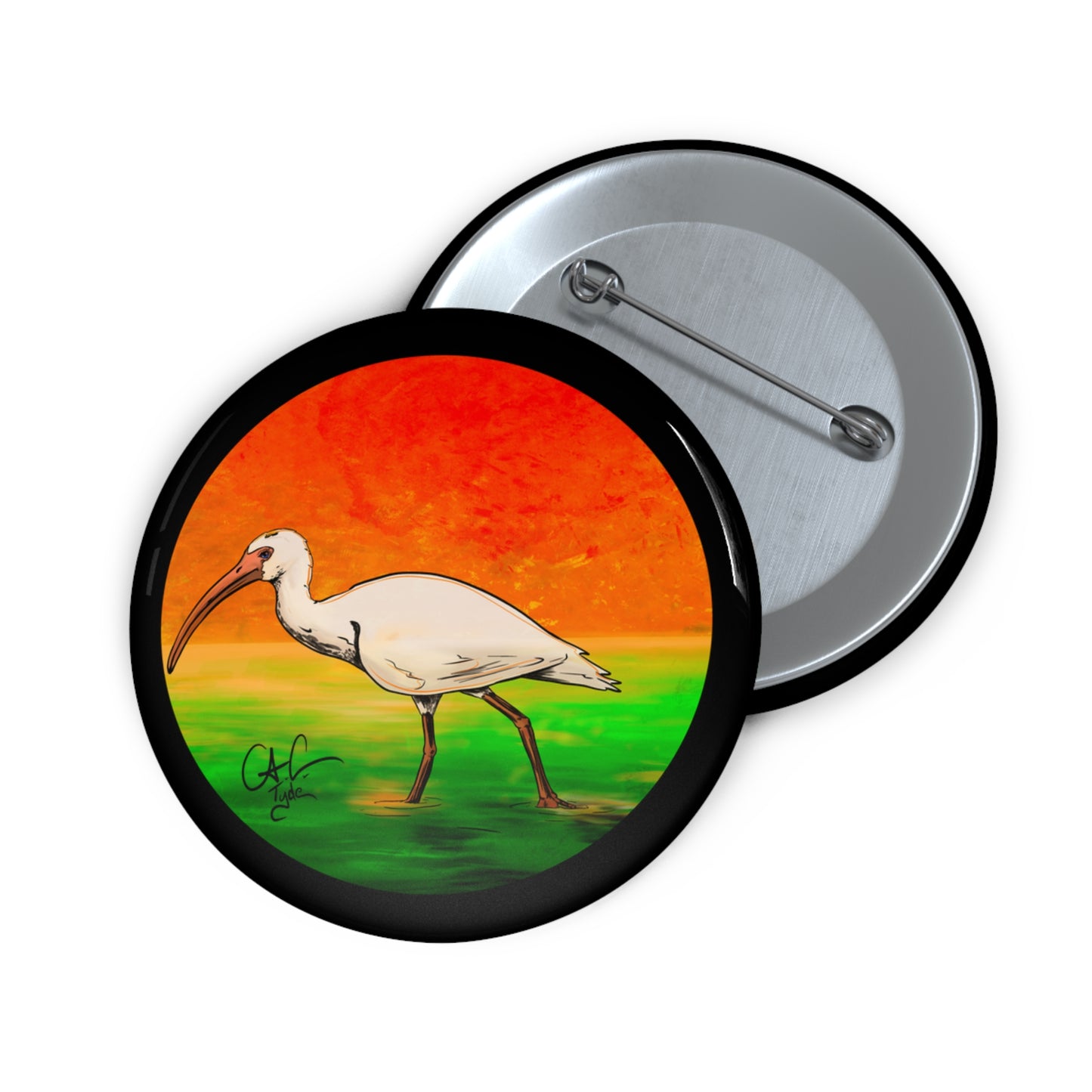 #999A Florida Chicken- Ibis Pin Button